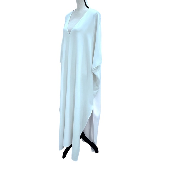 THE ROW IVORY STRETCH-CADY VIKITA SHORT SLEEVE LONG DRESS CAFTAN - Picture 9 of 15